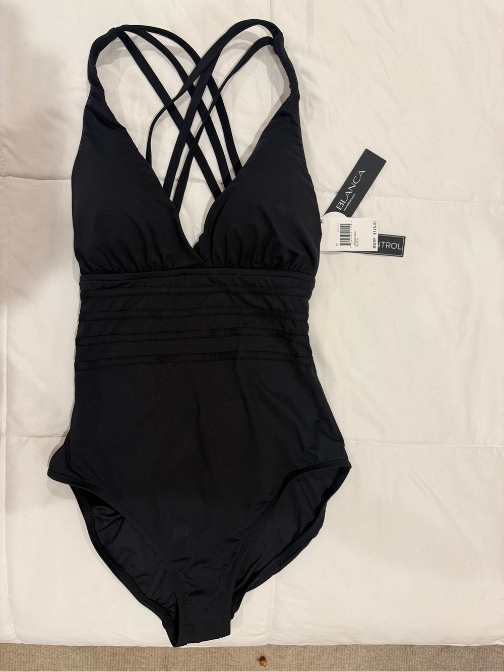 La Blanca Black One-Piece Swimsuit with Strappy Crisscross Back